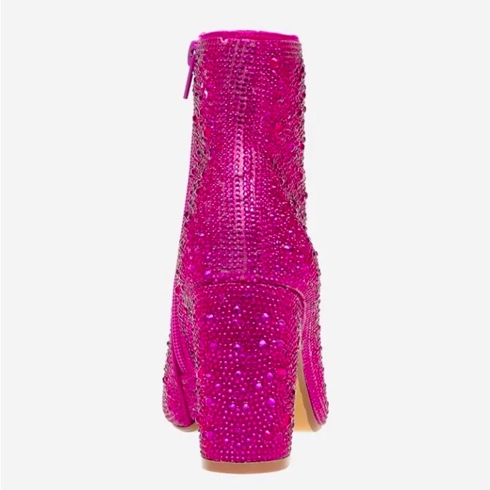 C’mon Barbie Let’s Go Party! New Fucshia Rhinestone Embellished Boots Booties - Picture 4 of 6